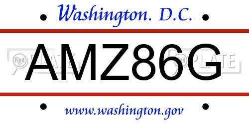 AMZ86G District Of Columbia License Plate