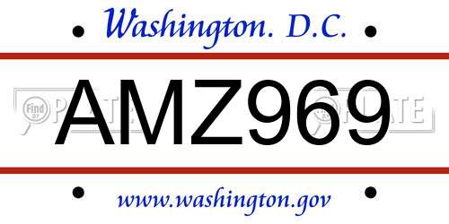 AMZ969 District Of Columbia License Plate