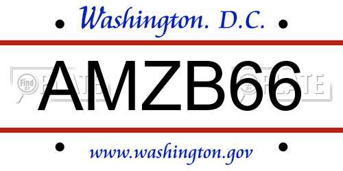 AMZB66 District Of Columbia License Plate