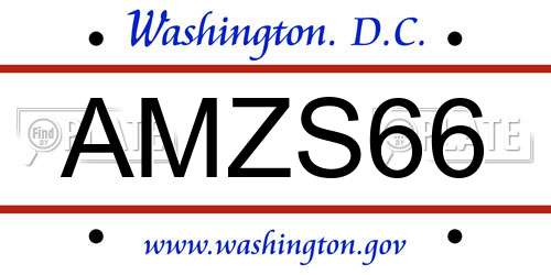 AMZS66 District Of Columbia License Plate