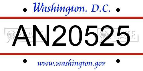 AN20525 District Of Columbia License Plate