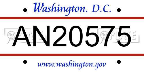 AN20575 District Of Columbia License Plate