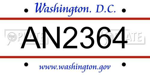 AN2364 District Of Columbia License Plate