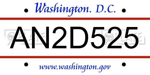 AN2D525 District Of Columbia License Plate