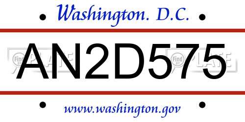AN2D575 District Of Columbia License Plate