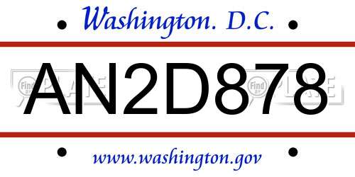 AN2D878 District Of Columbia License Plate