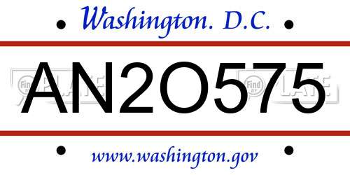 AN2O575 District Of Columbia License Plate