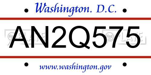 AN2Q575 District Of Columbia License Plate