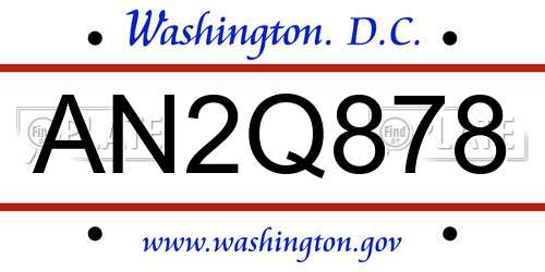 AN2Q878 District Of Columbia License Plate