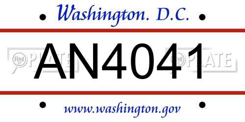 AN4041 District Of Columbia License Plate