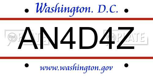 AN4D4Z District Of Columbia License Plate