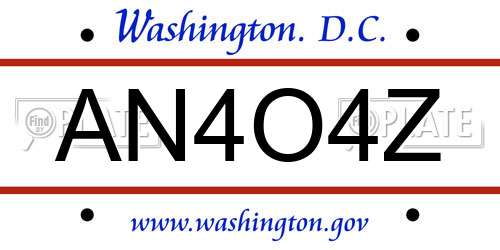 AN4O4Z District Of Columbia License Plate