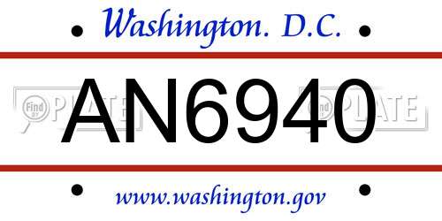AN6940 District Of Columbia License Plate