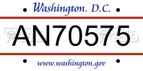 AN70575 District Of Columbia License Plate