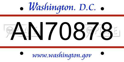 AN70878 District Of Columbia License Plate