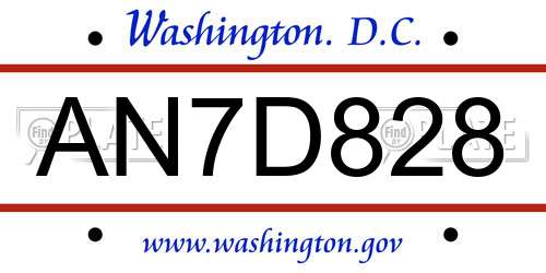 AN7D828 District Of Columbia License Plate