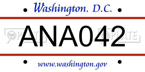 ANA042 District Of Columbia License Plate