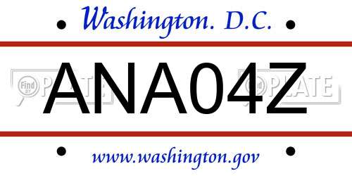 ANA04Z District Of Columbia License Plate