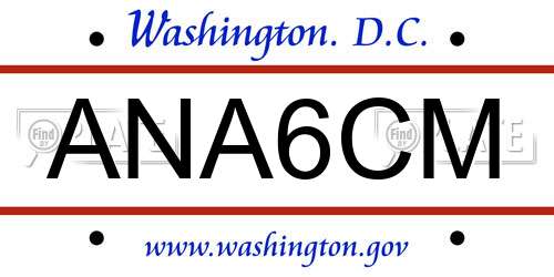 ANA6CM District Of Columbia License Plate
