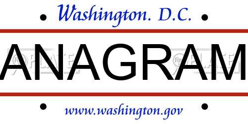 ANAGRAM District Of Columbia License Plate