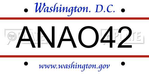 ANAO42 District Of Columbia License Plate