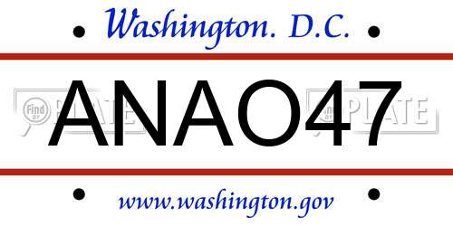 ANAO47 District Of Columbia License Plate