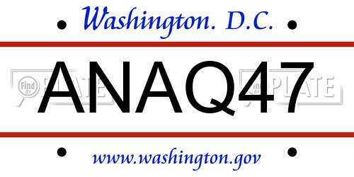 ANAQ47 District Of Columbia License Plate