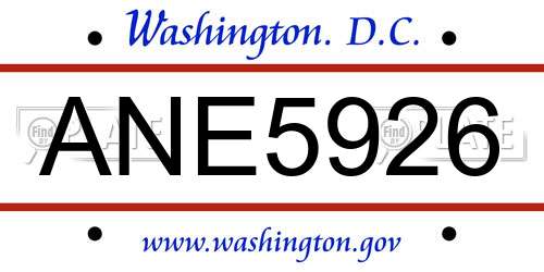 ANE5926 District Of Columbia License Plate
