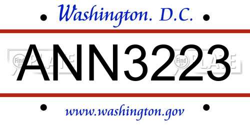 ANN3223 District Of Columbia License Plate