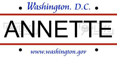 ANNETTE District Of Columbia License Plate