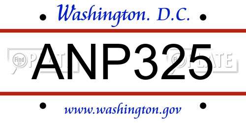 ANP325 District Of Columbia License Plate