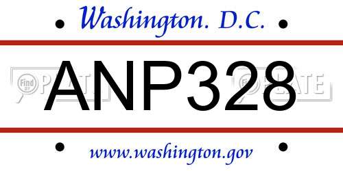 ANP328 District Of Columbia License Plate