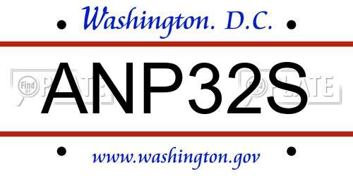 ANP32S District Of Columbia License Plate