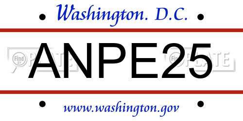 ANPE25 District Of Columbia License Plate