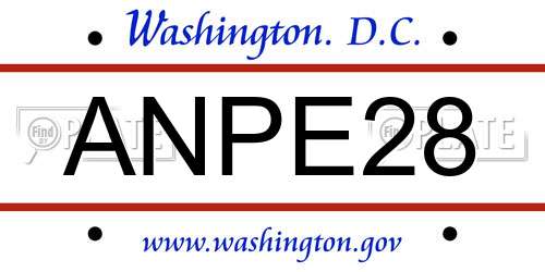 ANPE28 District Of Columbia License Plate