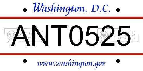 ANT0525 District Of Columbia License Plate