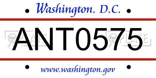 ANT0575 District Of Columbia License Plate