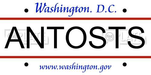 ANTOSTS District Of Columbia License Plate