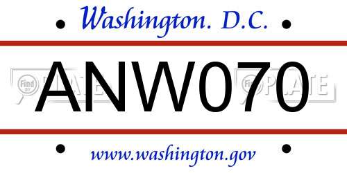 ANW070 District Of Columbia License Plate
