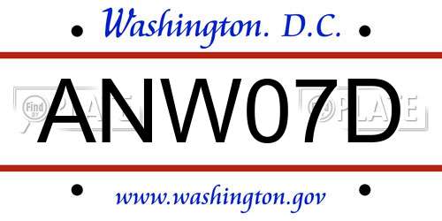 ANW07D District Of Columbia License Plate