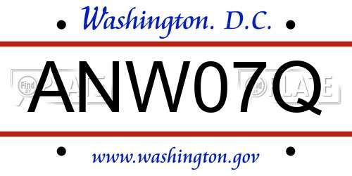 ANW07Q District Of Columbia License Plate