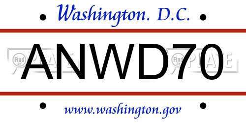 ANWD70 District Of Columbia License Plate
