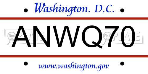 ANWQ70 District Of Columbia License Plate