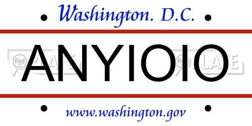 ANYIOIO District Of Columbia License Plate