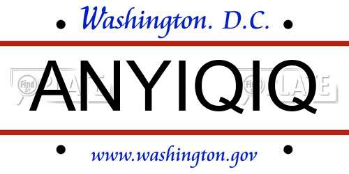 ANYIQIQ District Of Columbia License Plate