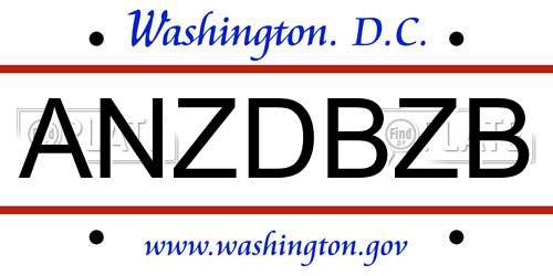 ANZDBZB District Of Columbia License Plate