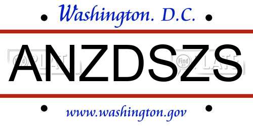ANZDSZS District Of Columbia License Plate