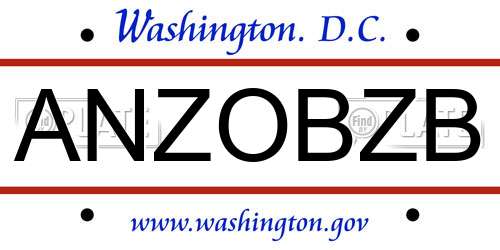 ANZOBZB District Of Columbia License Plate
