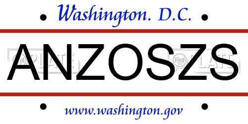 ANZOSZS District Of Columbia License Plate