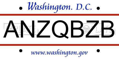 ANZQBZB District Of Columbia License Plate